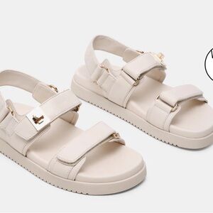 Steve Madden Cream Strap Sandals Natural Leather Brand New Never Worn